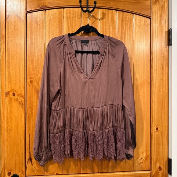 Current Air Tops - Current Air Satin Top - Dusty Rose